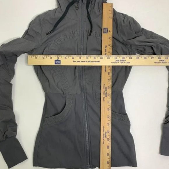 Lululemon Reversible Dance Studio Jacket Blurred Grey Zip Up Hooded Thumbholes 4 - Picture 7 of 16